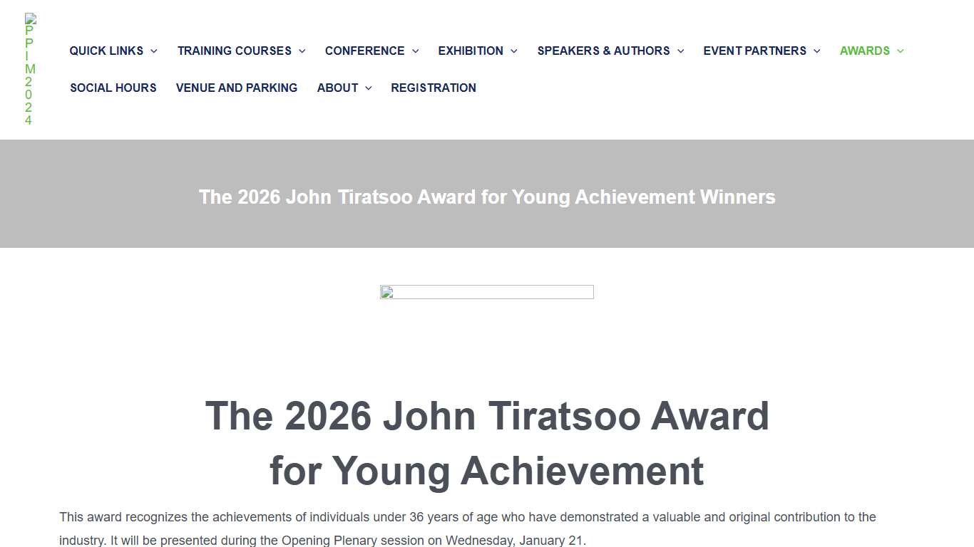 The 2026 John Tiratsoo Award for Young Achievement Winners – PPIM Conference
