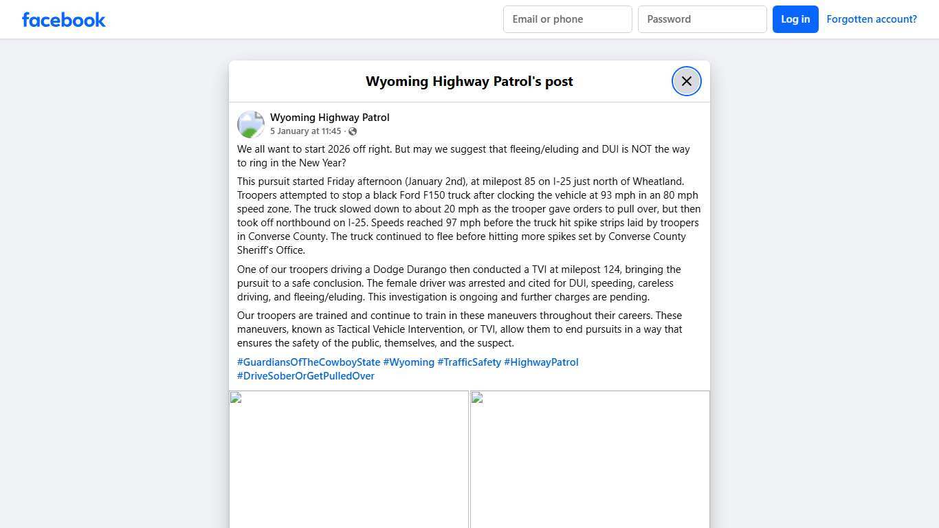 We all want to start 2026 off... - Wyoming Highway Patrol Facebook